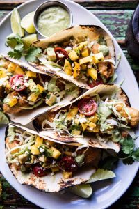 Baja Fish Tacos with Chipotle Mango Salsa.