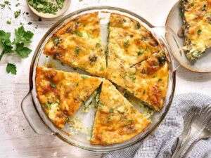 Spinach Mushroom and Feta Crustless Quiche