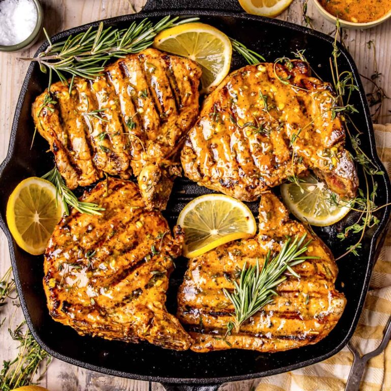 Grilled Pork Chops with Dijon-Honey Herb Marinade