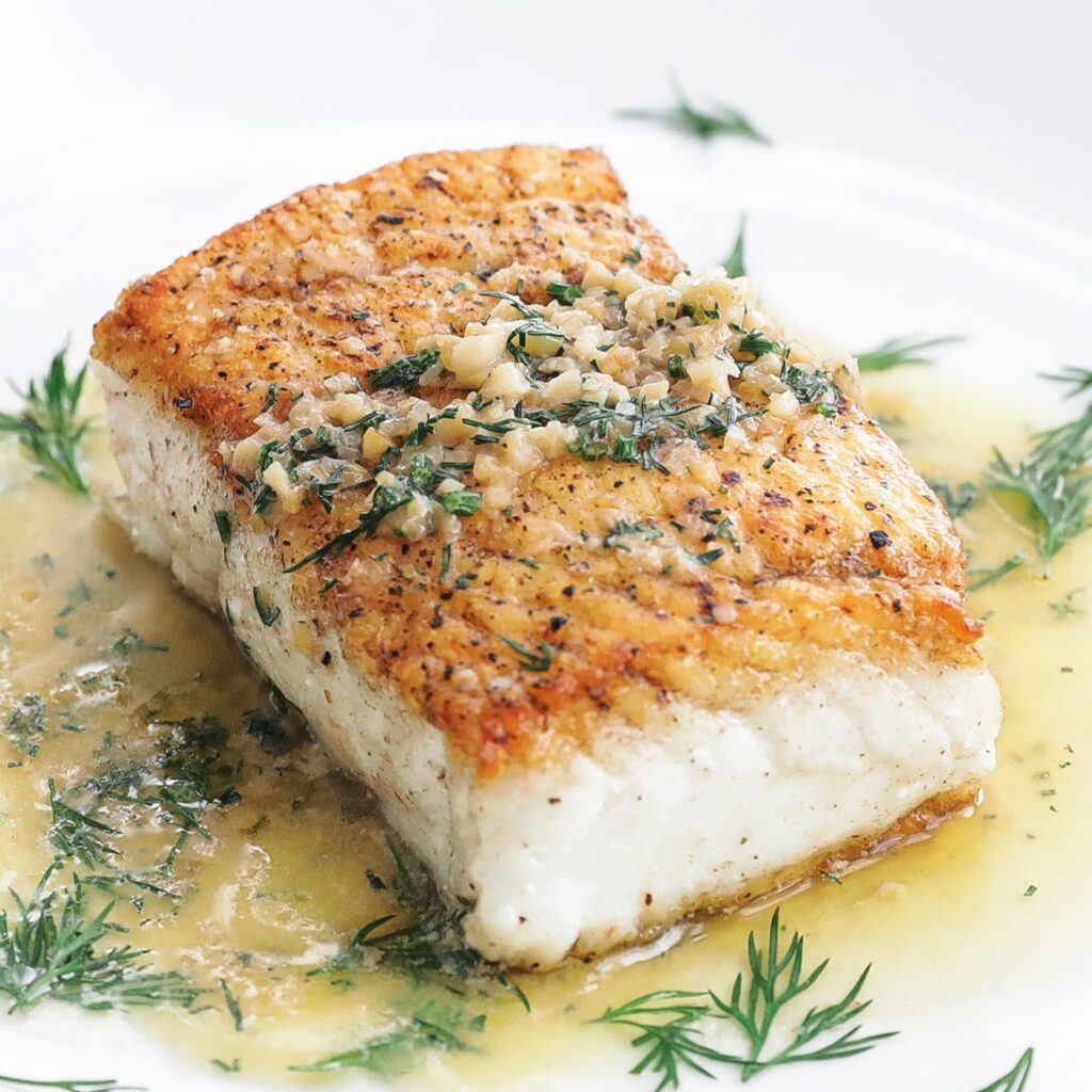 Pan Seared Halibut with Lemon Dill Butter